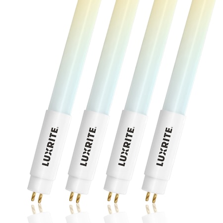 Luxrite 4FT T5 LED Tube Light Bulbs 24W 54W Equivalent 3200LM 4CCT 3500K-5000K Ballast Bypass, 4PK LR34154-4PK